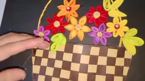 How to make quilling flowers basket #quillingpaperart