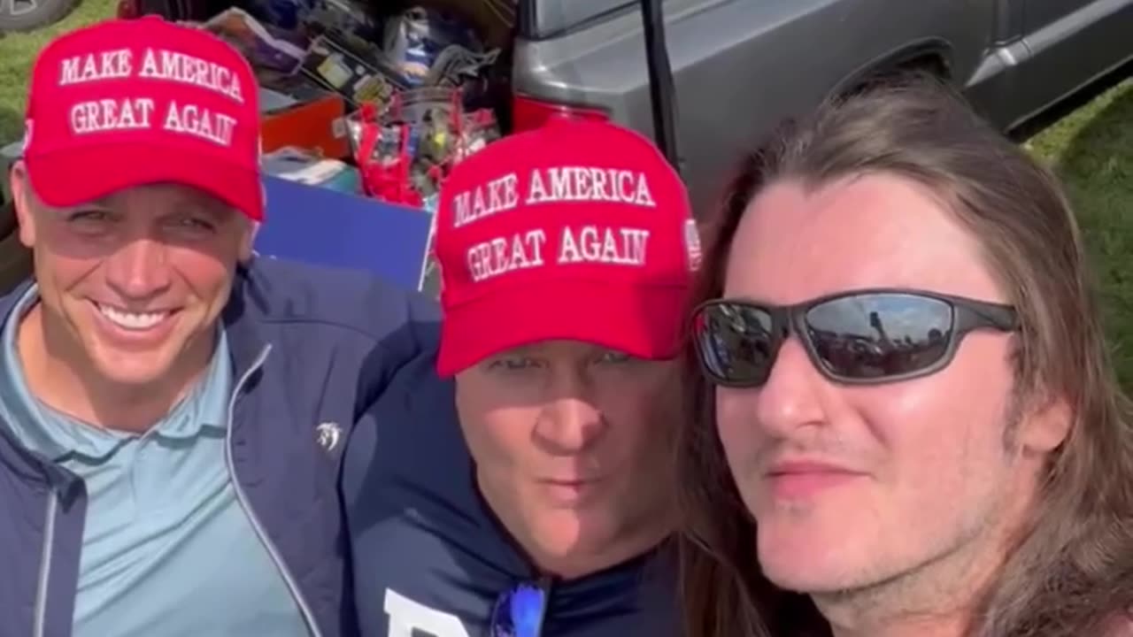 Tony Bobulinski and Devon Archer seen with Scott Presler wearing MAGA hats.