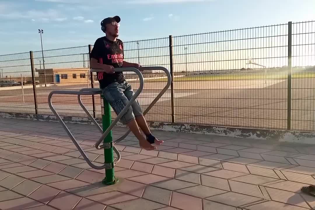 Warm up rope and some exercises in the beach