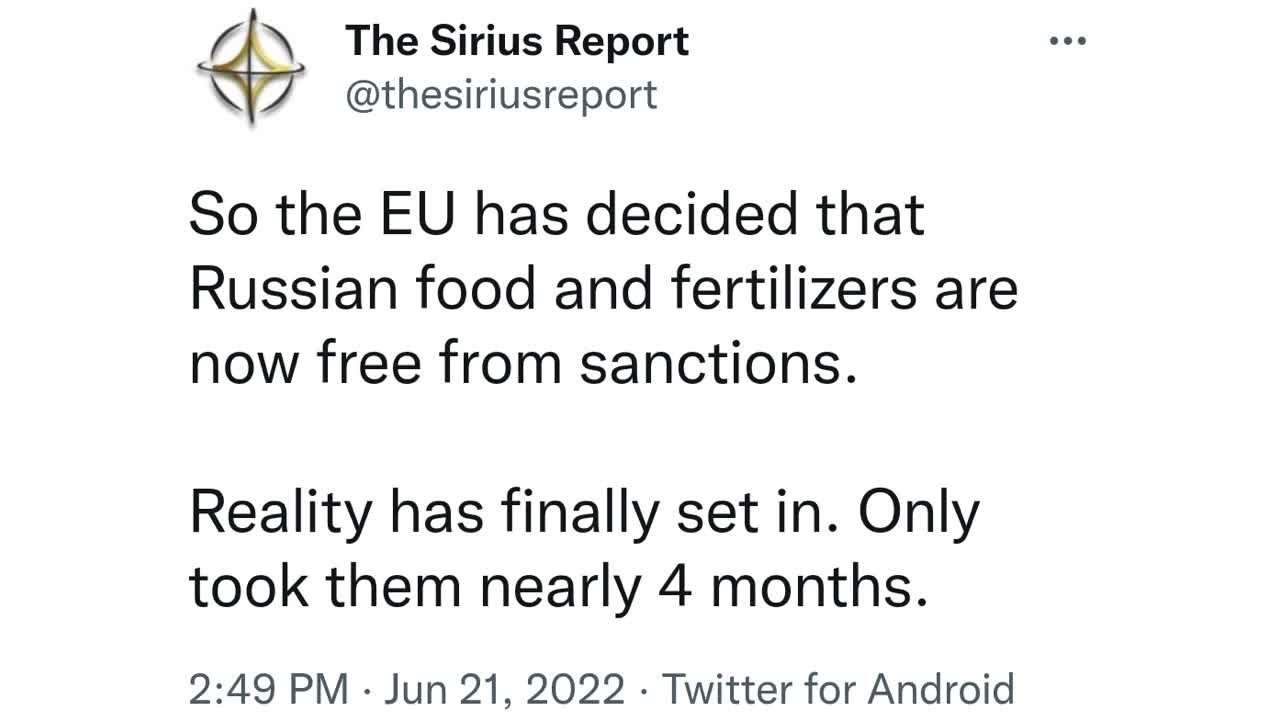 Russian Food and Fertilizers are now free from sanctions...