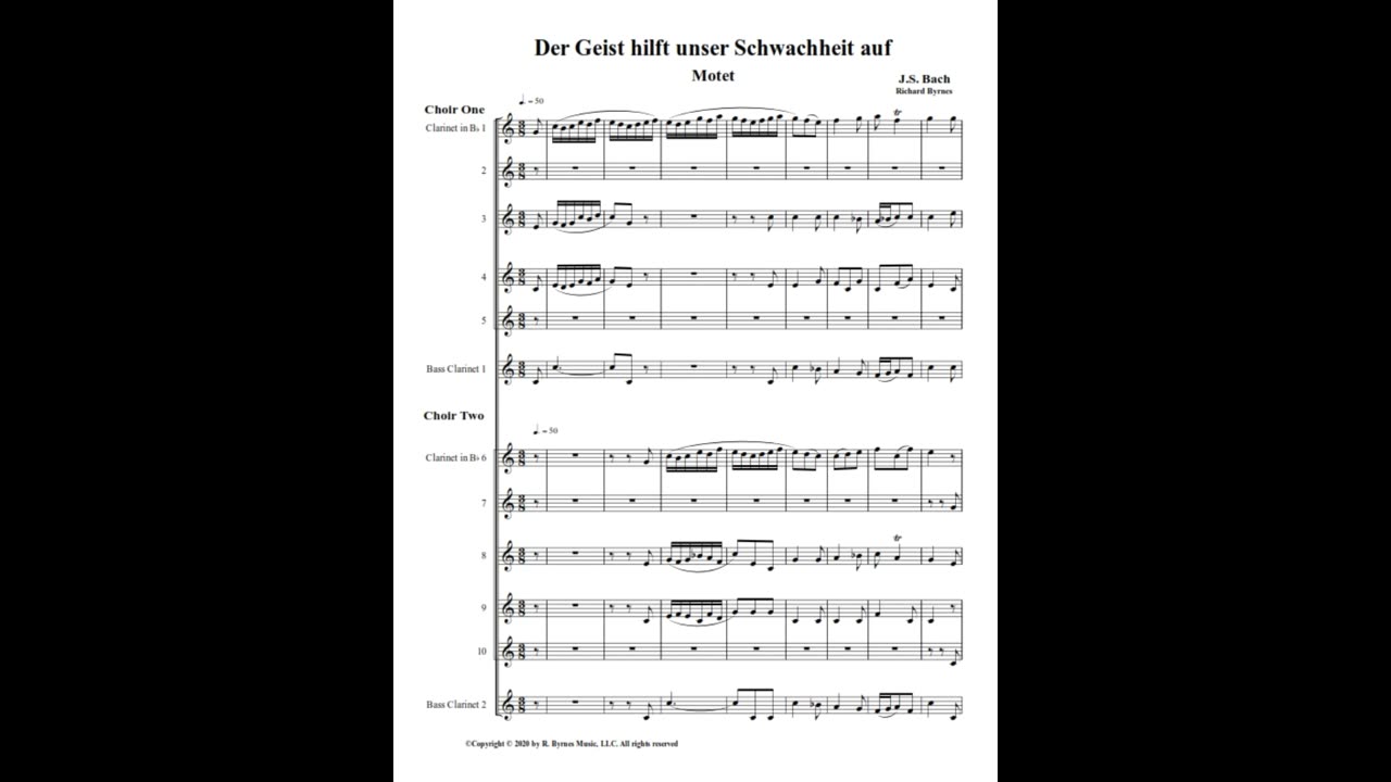 J.S. Bach – Motet: “Der Geist hilft unser Schwachheit auf” - (Double Clarinet Choir)