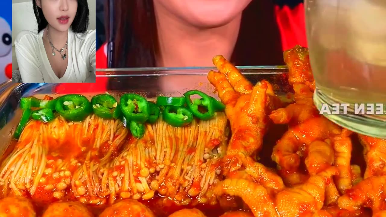 SPICY MEATBALL CHICKEN FEET ENOKI MASSIVE #eating #food #cooking #reels #trend #fyp #asmr (12)