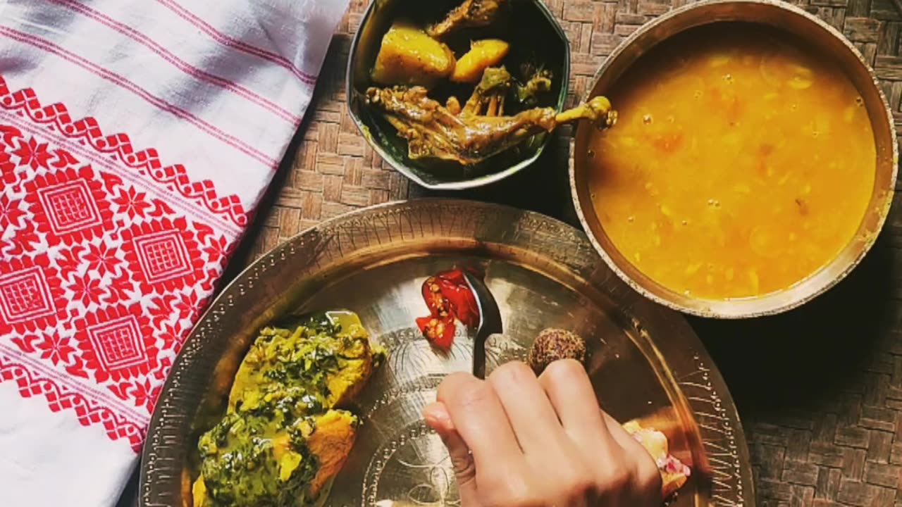 Preparing an Assamese Ethnic platter in India