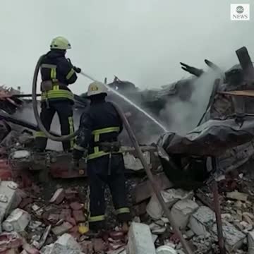 Ukrainian homes reduced to rubble after Russian missile hit