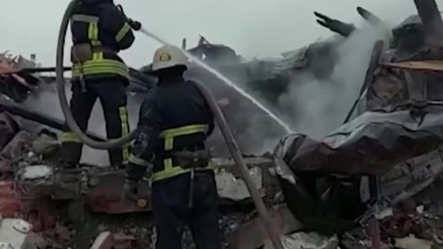 Ukrainian homes reduced to rubble after Russian missile hit