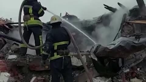 Ukrainian homes reduced to rubble after Russian missile hit