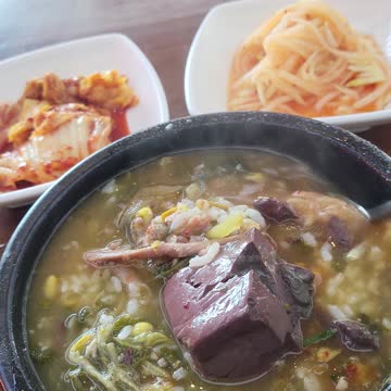 Beef blood pudding hang over soup 선지해장국
