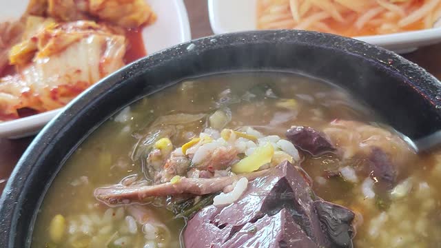 Beef blood pudding hang over soup 선지해장국