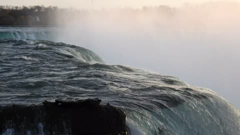 The Niagara Falls In A Close-up Video