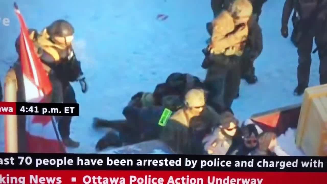 Canadian Police Officer Repeatedly Kneeing a Restrained Peaceful Protester