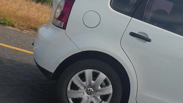 Man Letting VW Polo Drive Itself