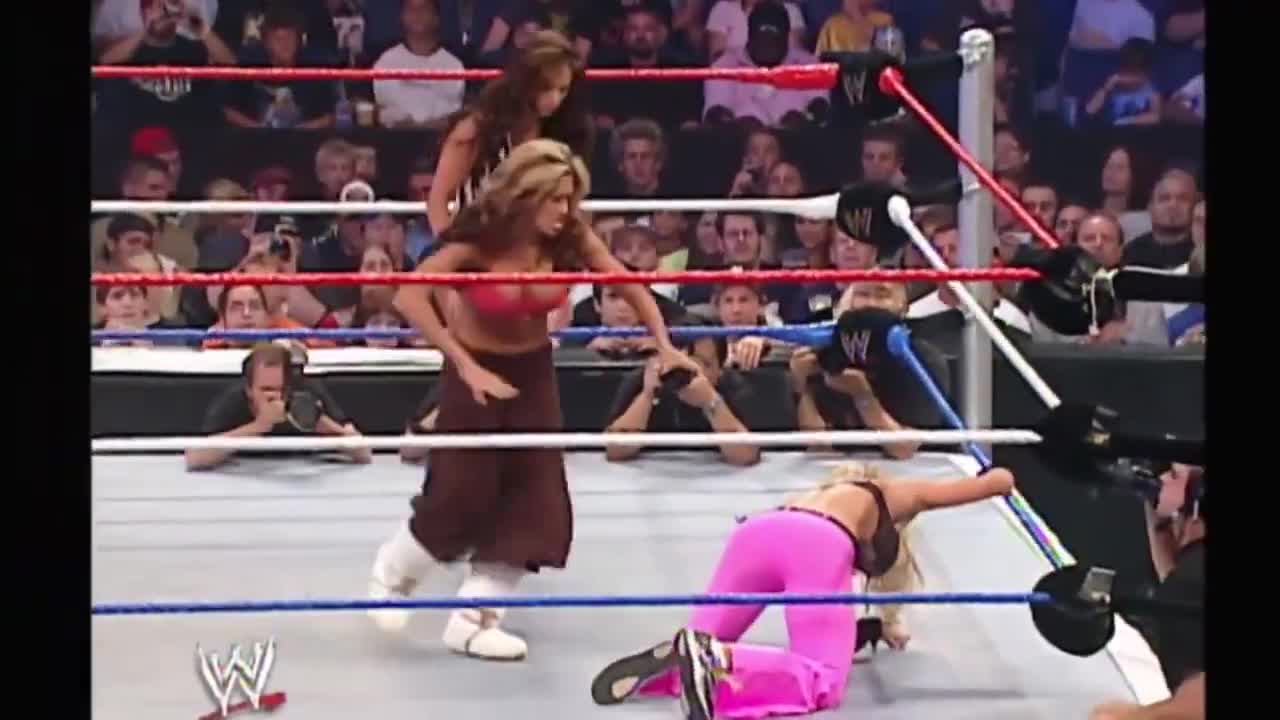 Bra & Panties Match TORRIE WILSON VS MELINA 🍑#wwerawhighlights​ #wweraw​​ #chickfight