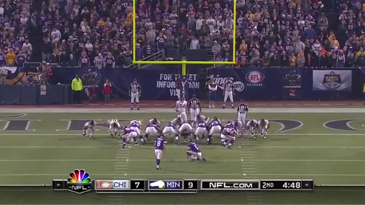 Vikings Defense & Gus Frerotte’s 99 Yard TD to Bernard Berrian 11/30/2008 Monday Night Football