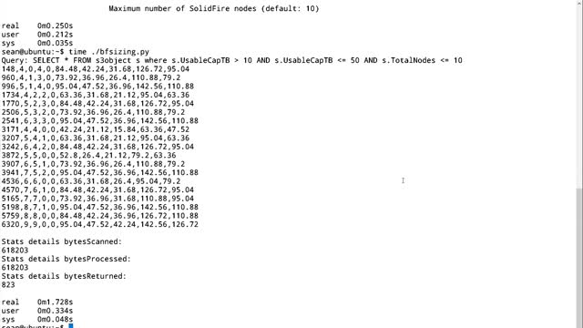 Brute Force Sizing for SolidFire using S3 Select with StorageGRID