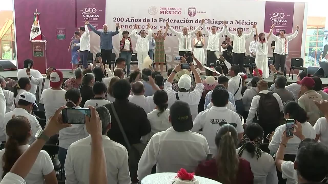 Bicentenario de la Federación de Chiapas a México, desde estación Palenque del Tren Maya, Chiapas