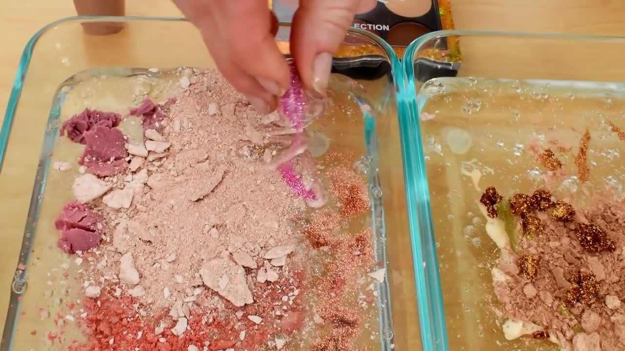 Mixing Makeup Eyeshadow Into Slime! Rose vs Gold Special Series Part 47 Satisfyi