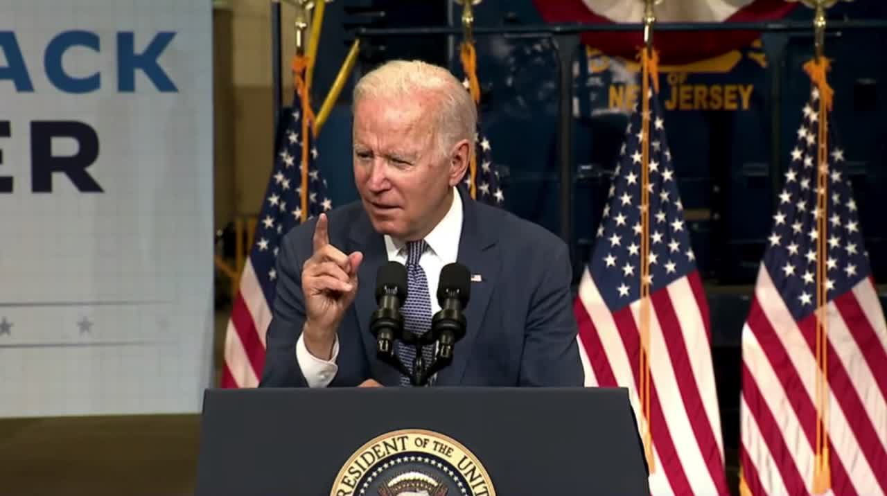 Biden talks about the climate crisis before mentioning how he has flown all over the nation