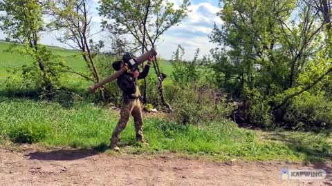 Ukrainian serviceman firing an UK-supplied Martlet missile (LMM) against an Orlan-10 UAV -Zaporizhia