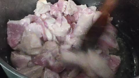 Meat frying for stew