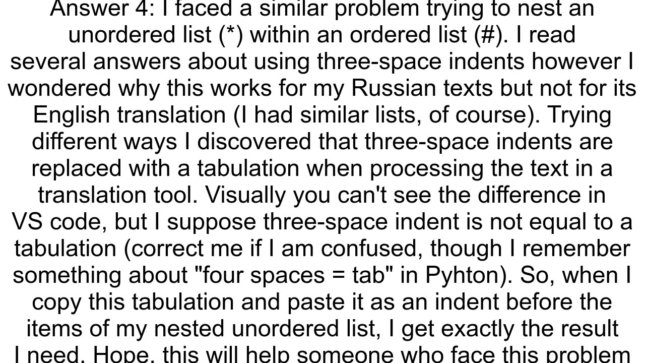 How to create a nested list in reStructuredText