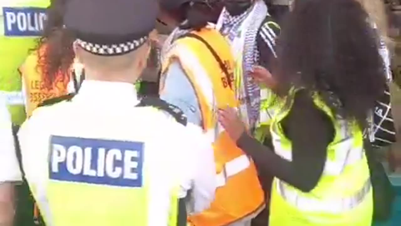 pro-Palestinian protester starts spitting at Jews in Kentish Town and is arrested.