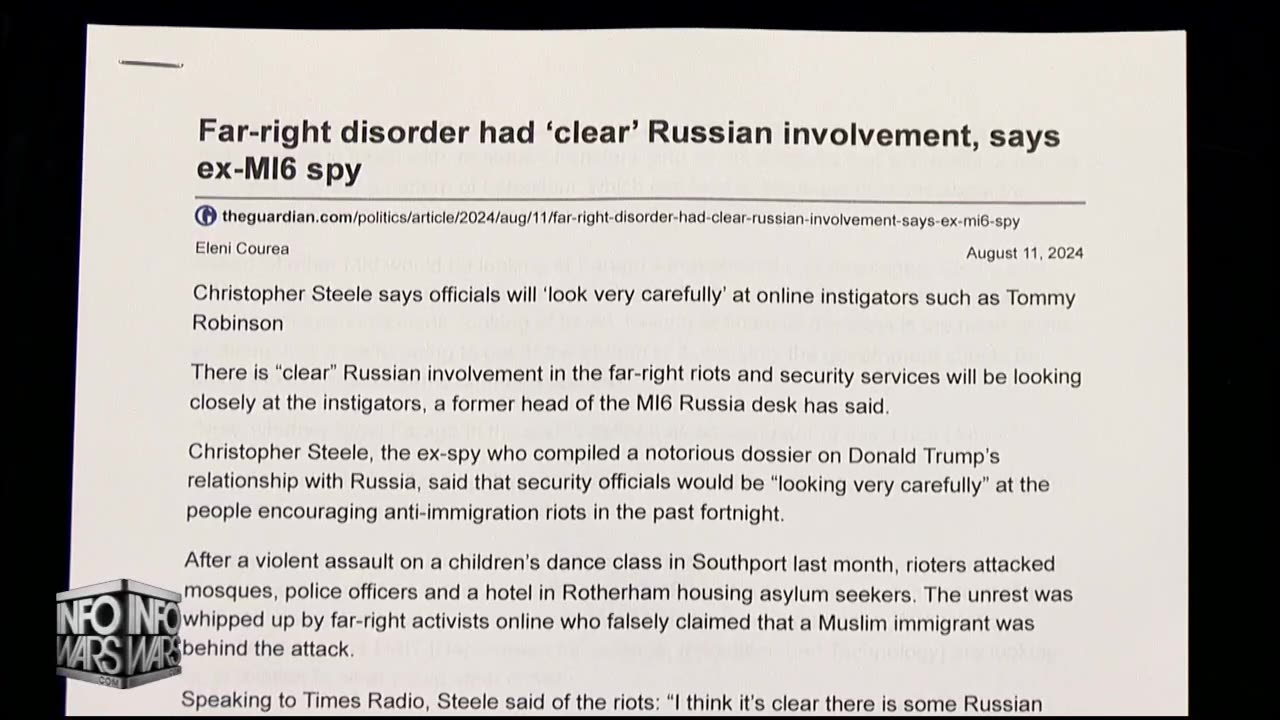 WTF: Infamous “Trump Dossier” Author Christopher Steele Claims UK Riots Funded By Russia