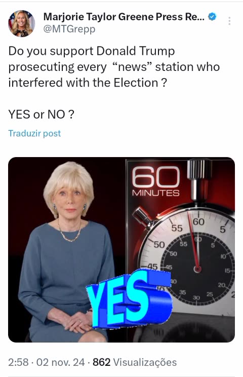 Do you support Donald Trump prosecuting every “news” station who interfered with the Election ? YES or NO ?