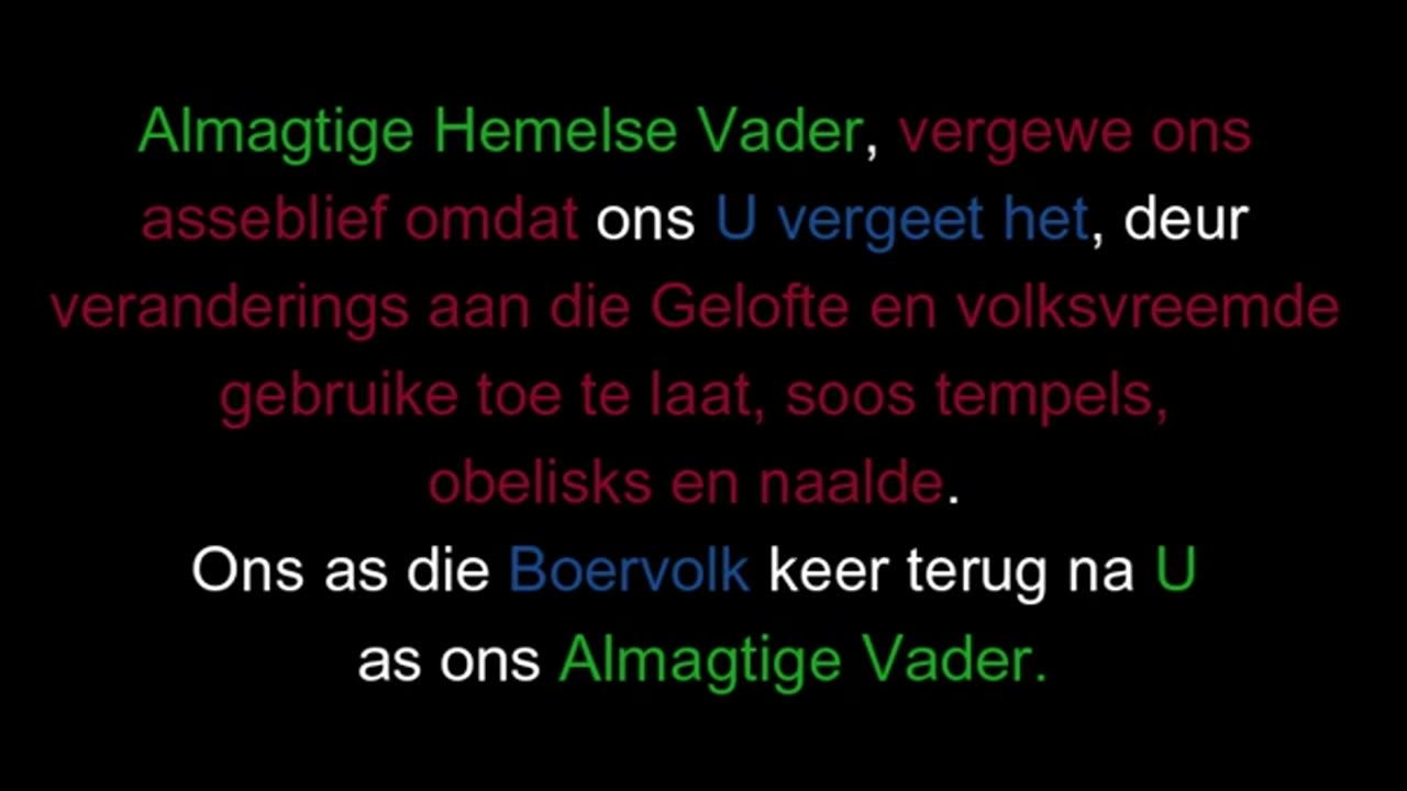 Ons het U vergeet, Vader By Die BoerVolk