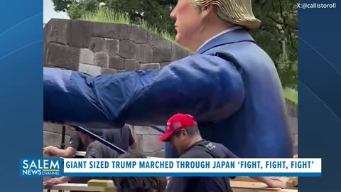 Pro-Trump Supporters March Giant Sized Figure Of The President Through Japan ‘Fight, Fight, Fight’