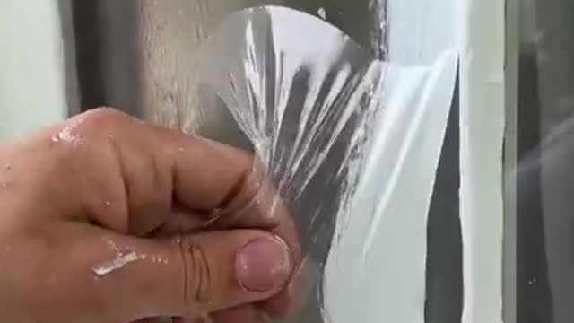 ASMR sticky window pane cover removal