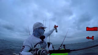 Boat Nearly Misses Fishing Kayaker