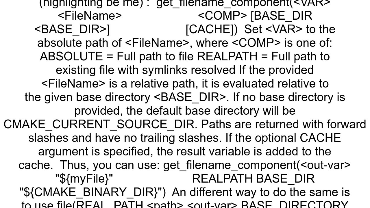 CMake Convert relative path to absolute path with build directory as current directory