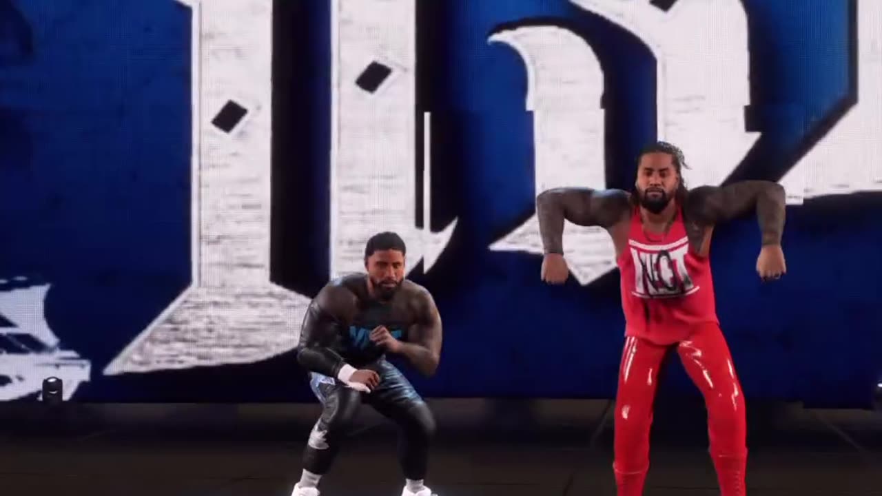 The Usos Jey and Jimmy Uso with there original entrance and new Yeet no Yeet attires