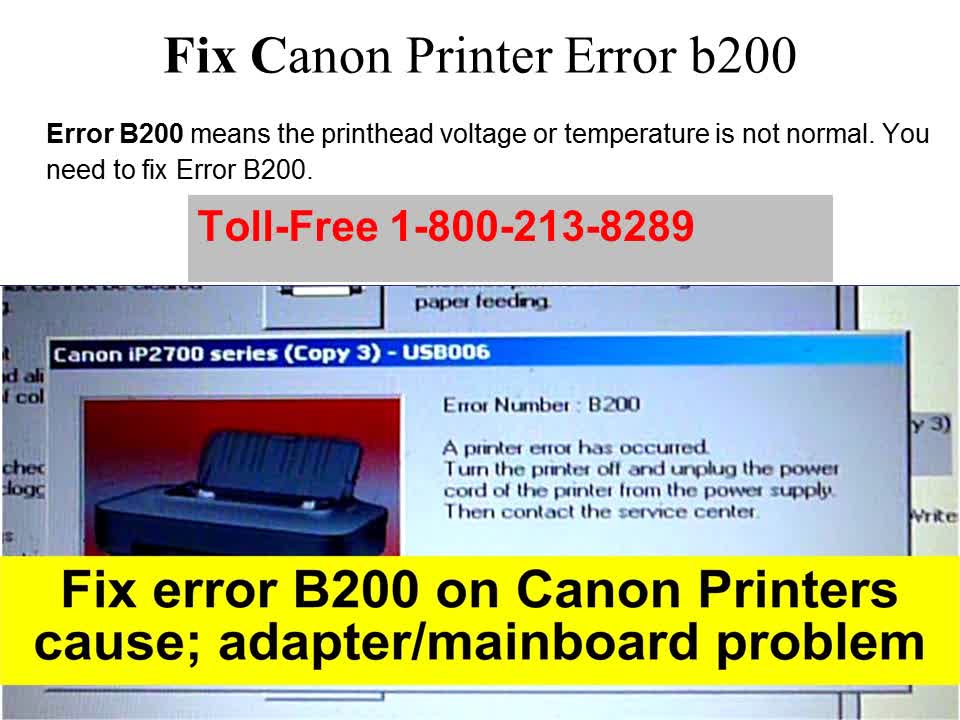 1-800-213-8289 Canon Printer Error B200