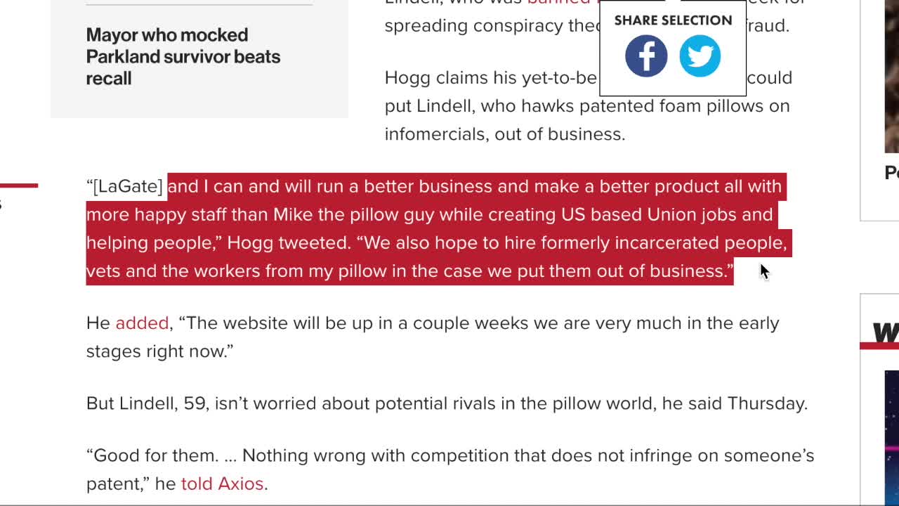 David Hogg attempts a pillow fight with Mike Lindell