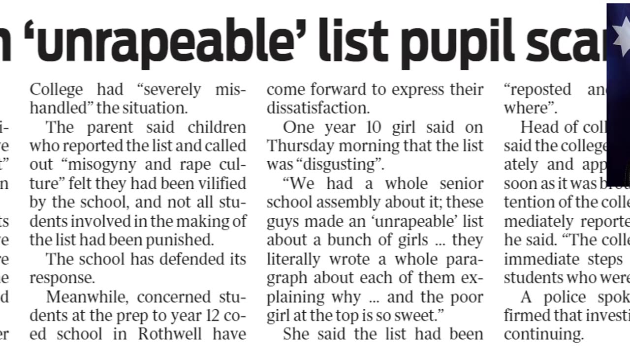 College in ‘unrapeable’ list pupil scandal