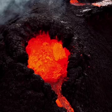 Helicopter footage captures up-close images of erupting volcano
