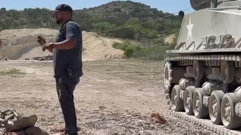 Uncle Bob removes his hat.....with a Sherman tank