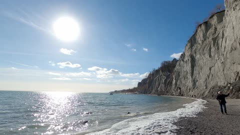 Dangerous Walk along Scarborough Bluffs in Toronto