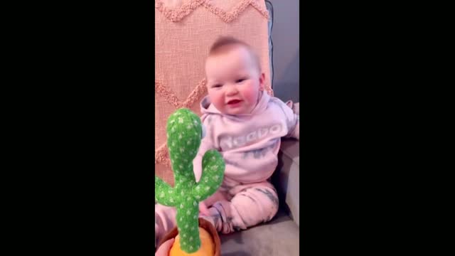 Baby has adorable conversation with talking cactus toy #shorts #short video