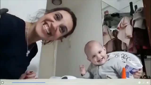 Italian Baby and Mother. Laughing, Imitating.