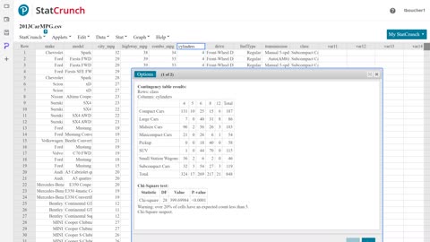 ChiSquare StatCrunch