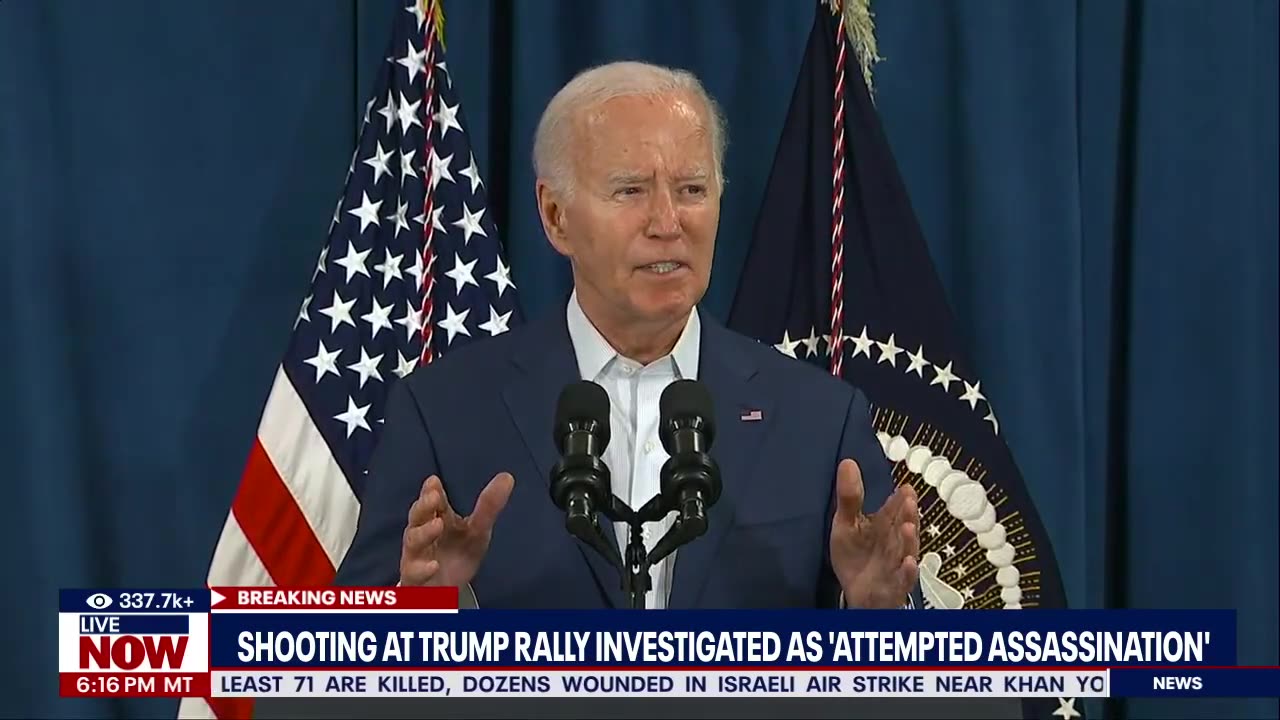 Biden speech 3 hours after assassination attempt on Trump