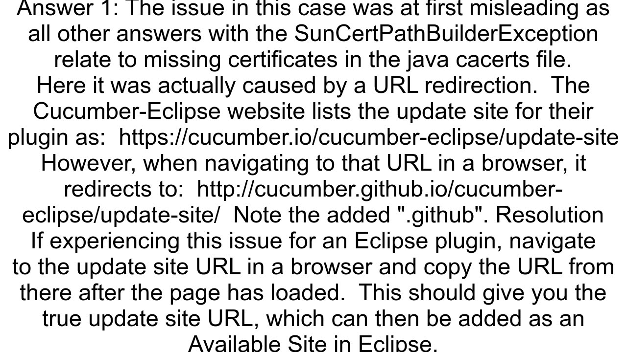 How do I connect to an update site in Eclipse when I get an quotUnable to read repositoryquot Provi