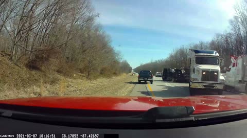 Truck Accident on the Side of the Road on I-64 in Indiana