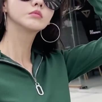 Elastic Cotton Turtleneck T-Shirt Women With Zipper