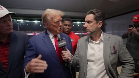 Outkick's Clay Travis interviews former President Trump at the Georgia-Alabama SEC clash