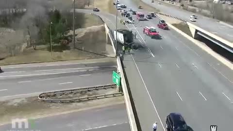 Out-Of-Control Car Slams Into Truck