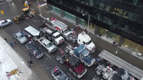 Ottawa during 3rd day of Freedom Convoy Protest at Kent Street