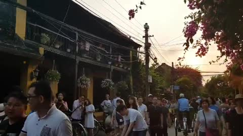 sunset street in Hoi An, Vietnam